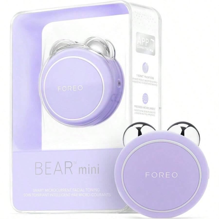 FOREO BEAR mini - Masajeador facial eléctrico microcorrientes - Dispositivo radiofrecuencia y alta frecuencia - Cuidado facial - Lavander - Morado - Ver 1