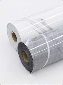 1卷亮面大理石纹自粘乙烯基地板砖，尺寸15.7x118.1英寸，乙烯基地板砖，亚麻油毡乙烯基板条地板，防水耐磨，可自行安装，适用于房间、办公室、厨房 - 彩色 - 查看 4