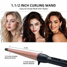 Europäischer Standard Konischer Lockenstab, geeignet für große Locken, kleine Locken, Pony, einfach zum Erstellen von unordentlichen Frisuren, schonende Wellenfrisur Stylinghilfe, Geschenk für Frauen - Schwarz - Übersicht 4