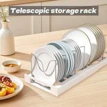 Expandable Pot And Pan Organizer Rack - 7 Stainless Steel Adjustable Dividers For Kitchen Cabinet Organizer & Storage, Durable And Rust Resistant    (Black Gray) - Black - View 5