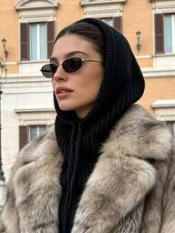 1 pezzo/2 pezzi Balaclava da con colletto staccabile con cordino, scaldacollo in misto lana, maschera da sci, copri viso lavorato a maglia per l'inverno, adatto per climi freddi, consegna di stile casuale, regalo di Natale