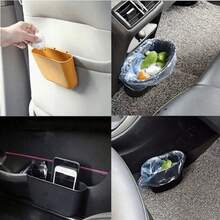 1pc Compact And Straightforward Vehicle Waste Bin For Interior Use, Innovative Automotive Accessory, Mounted Trash Container, Car Storage Solution. - Garbage Can - View 4