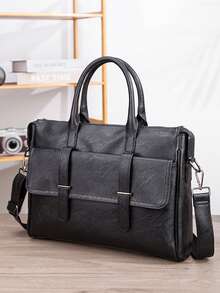 New Men's Handbag, Fashion Business Men's Shoulder Messenger Bag, Large Capacity Horizontal Briefcase, Commuter Laptop Bag