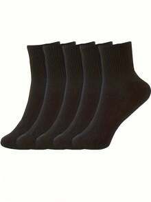 10双透气吸湿袜，男女通用，适合日常穿着、返校季、情人节、节日礼物 - 黑色 - 查看 7