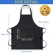 4 Pack Chef Apron, Adjustable Apron With 2 Pockets, Unisex Personalised Apron For CooFKing, Kitchen, Restaurant,Black - Black - View 3