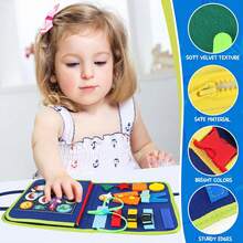 Busy Board Montessori Toys For Toddler Boy Birthday Gifts, Busy Book Sensory Toys For Toddlers, Learning Educational Toddler Travel Activities - 彩色 - 查看 7