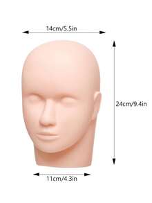 Professional Training Model Head, Flat-Top Silicone Material, Soft Touch. Suitable For Makeup Practice, Face Painting, Eyelash Extension, Etc. Easy To Clean And Reusable. - Apricot - View 3