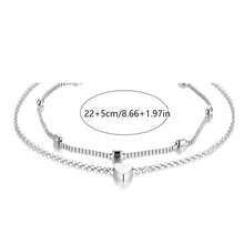 1 pieza Tobillera con forma de corazón estilo bohemio, joyería de pie de playa de doble capa de moda - Tobillera Corazón - Ver 5