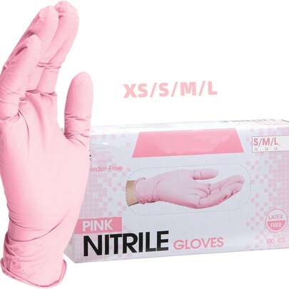 10/20/50/100 st. ljusrosa latexfria engångshandskar, lämpliga för rengöring, diskning, skönhetssalong, rengöringshandskar, rosa nitrilhandskar