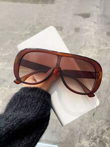 1 par de gafas de moda con montura grande y ojo de sapo en estilo retro, gafas de moda versátiles para mujer adecuadas para viajes, vacaciones, uso diario y accesorios de playa - Multicolor - Ver 2