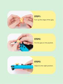 GeekShare 4个星形和桃形底部设计的硅胶摇杆拇指握把帽，适用于Switch/OLED/Switch Lite - 粉黃 - 查看 4