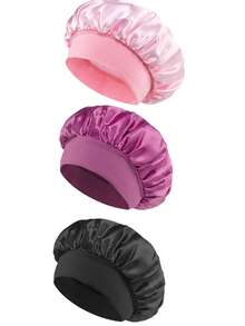 2个/1个多色真丝睡眠帽，弹力带缎面发帽，柔软弹力真丝睡眠帽，卷发真丝发套，女士纯色宽檐弹力光滑缎面时尚睡眠帽，休闲舒适柔软透气日常护发帽，男女通用夜间护发帽