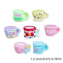 10/30/50颗迷你杯状树脂装饰珠 - 随机混合星形、蝴蝶结形、郁金香形平底装饰珠，适用于DIY发饰 - 迷你水杯 - 查看 2