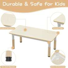 Mesa para niños y 4 sillas con escritorio de estilo graffiti, mesa y sillas para niños pequeños ajustables en altura para leer, dibujar, jugar y comer, muebles de estudio y actividad para niños - Marrón - Ver 3