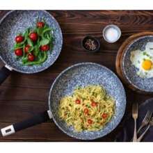 Frying Pan Set – 4 Piece Non-Stick Cookware (20/24/28 cm Frying Pans + 24 cm Pancake Pan) Aluminum with marble non-stick coating – Durable, Easy Clean for Eggs, Crepes, Stir-Fries - Gas ceramic, and induction, and induction - 黑色 - 查看 7