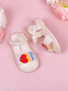 1双新款时尚彩色撞色蝴蝶结可爱休闲平底凉鞋，适合女婴和幼儿