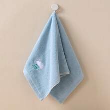 A solid color cartoon embroidered towel, a soft household face towel - Gris Oscuro - Ver 5