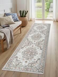 1PC Pastel Green Rugs,Bohemian Style, Crystal Velvet Jelly Base Runner Rug,800gsm, Non-Slip Backing, Area Rug, Mat For Living Room, Carpet For Bedroom, Machine Washable Low-Pile, Kitchen Hallway Dining Office, All-Season - Pastel Green - View 13