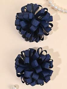 2入組海軍藍毛絨花髮夾,適合兒童 - 藏蓝色 - 查看 8