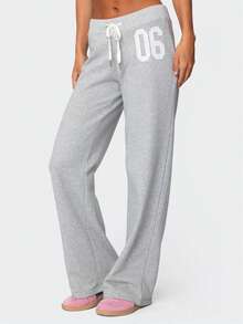 Women's Stright Leg Sweatpants Casual Baggy Sweat Pants Lounge Fashion Clothing Athletic Joggers - Xám - Xem 2