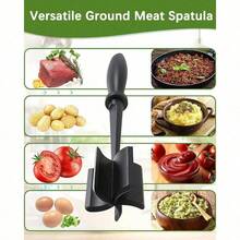 Heat-Resistant Meat Chopper & Masher – Heavy Duty Ground Beef Smasher, Hamburger Chopper, Potato Masher – Non-Stick Nylon Kitchen Tool For Mixing, Chopping, Cooking - 黑色 - 查看 4