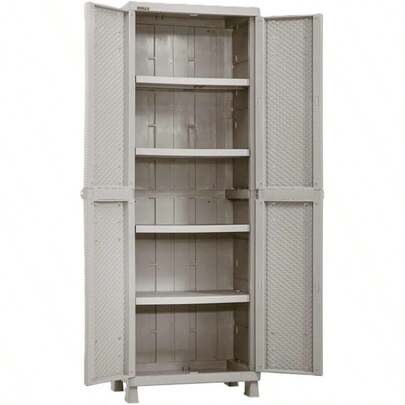 GYJ  Rimax Armario Organizador Plastico Grande 4 Niveles Ajustables 1 Fijo Gabinete Almacenamiento Exterior Patio o Jardin Resistente Facil de Limpiar183