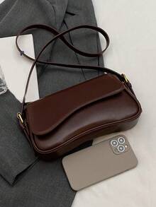 Valentine's Day Gift, Fashionable And Casual Minimalist Flip Square Bag, Suitable For Girls, Female College Students, And The Workplace, Perfect For Office, Campus, Work, Business, Commuting, Travel, And Leisure Activities, Attending Gatherings And Events - 咖啡棕 - 查看 10