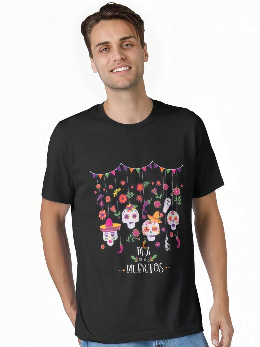 Playeras Hombre 100% Algodon Cuello Redondo Casual Dia De Los Muertos Funny Day of the dead Hanging skulls Essential T-Shirt