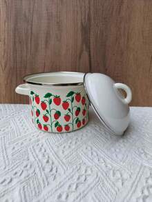 1pc Enamel Pot With Dual Handles, Thick Enamel Small Soup Pot, Multi-Functional Lunch Box, Instant Noodle Pot, Household Lard Jar, Suitable For Induction Cooktop, Can Be Used As Milk Pot, Small Soup Pot - Multi-colored Double-eared Mini Soup Pot - View 7