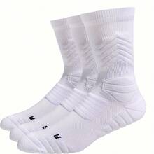 3 đôi tất bóng rổ unisex, tất thể thao cao đến giữa bắp chân có khả năng giảm sốc. - trắng - Xem 10