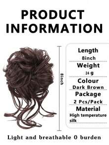 2pcs Cute Bun Hair Scrunchie, Kids Girls Fake Hair Buns Hair Band With Long Hair Extensions