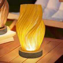 3D Printed Tornado Lamp, Atmosphere Decorative Table Lamp, Bedroom Desk Lamp, Flicker-Free Smart Healthy Lighting, Wooden + White Body Soft Tri-Color Warm - Multicolor - View 9