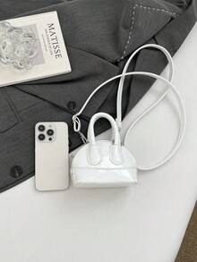 1个INS风时尚女孩迷你斜挎包，2025新款可爱糖果色海螺包，荔枝图案PU皮，适合日常使用 - 精緻手提貝殼包 - 查看 9