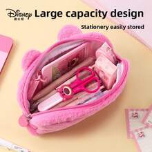 迪士尼毛绒铅笔盒，可爱有趣的造型，大容量收纳袋，疯狂动物城卡通图案，Judnick文具包，男女通用，学习用品，返校礼物 - A毛絨筆袋 - 查看 4