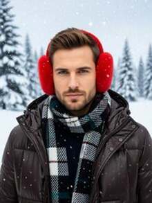 1 件男士可折叠耳罩，蓬松耳罩，冬季保暖防寒，厚实设计 - 彩色 - 查看 2