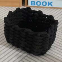 1pc Handmade Woven Large Capacity Makeup Storage Box, Can Store Brushes, Skincare, Cosmetics, Lipsticks, Eyeshadows, Also Suitable For Desktop, Display Cabinet, Vanity, Suitable For Holiday, Beach, Bathroom, Bedroom, Large Capacity, Also Applicable For Pantry, Shelves, Living Room, Rope Woven , Makeup Room Decor - Multicolor - View 8