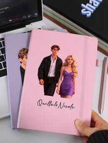 200 Pages-Custom Journal With Couple Photos, Personalized Name Notebook, Customized Journal For Women, Customizable Pictures Notebooks For School, Cartoon Photos, Notebooks For Work With Rope, Cartoon Photos, Valentine'S Day, Birthday Gifts, Student, Couples, Teacher, Business, Worker, Office