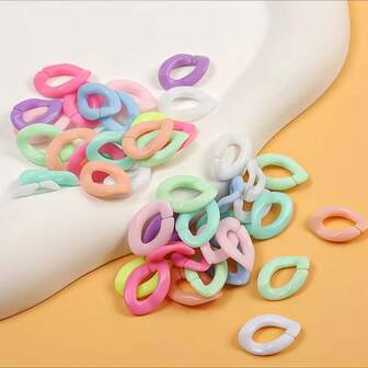 100ชิ้น 11*16mm อะคริลิคสีสันสดใส ห่วงกระโดดเปิดได้ ชุดเครื่องประดับโซ่, สร้อยข้อมือ DIY, พวงกุญแจ, อุปกรณ์ทำเครื่องประดับ, สีผสมแบบสุ่ม