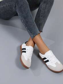 Women's Vintage German Army Trainers | Soft Sole Casual Sneakers | Inspired By Classic Retro Sports | Perfect For Everyday Wear, Campus Style, And Weekend Getaways - Xám - Xem 2