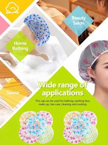 1pc Different Styles Of Shower Cap Sets, Colored Shower Caps Are Reusable, Waterproof, With Elastic Band Design, Adjustable To The Appropriate Size To Prevent Hair From Getting Wet During Showering. It Is Designed Specifically For Women And Is Suitable For Saunas, Bathtubs, Hair Products, And Hair Salons. It Is An Essential Accessory For Beauty Travel - Nhiều màu - Xem 3