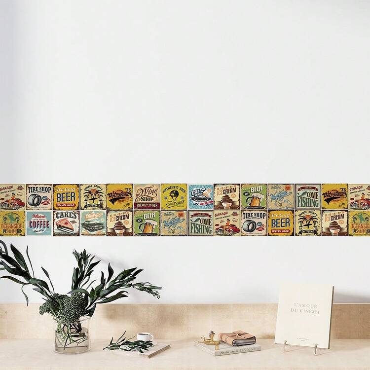 Paper and Wall 5 Decorative Adhesive Strips For Kitchen Wall Tiles, Self-Adhesive - 復古瓷磚 - 查看 3