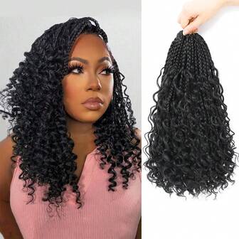 1/6 Pack Goddess Box Braids Crochet Hair For Women 14 Inch Crochet Braids Hair Bohomian Box Braid Crochet Hair Synthetic Braiding Hair