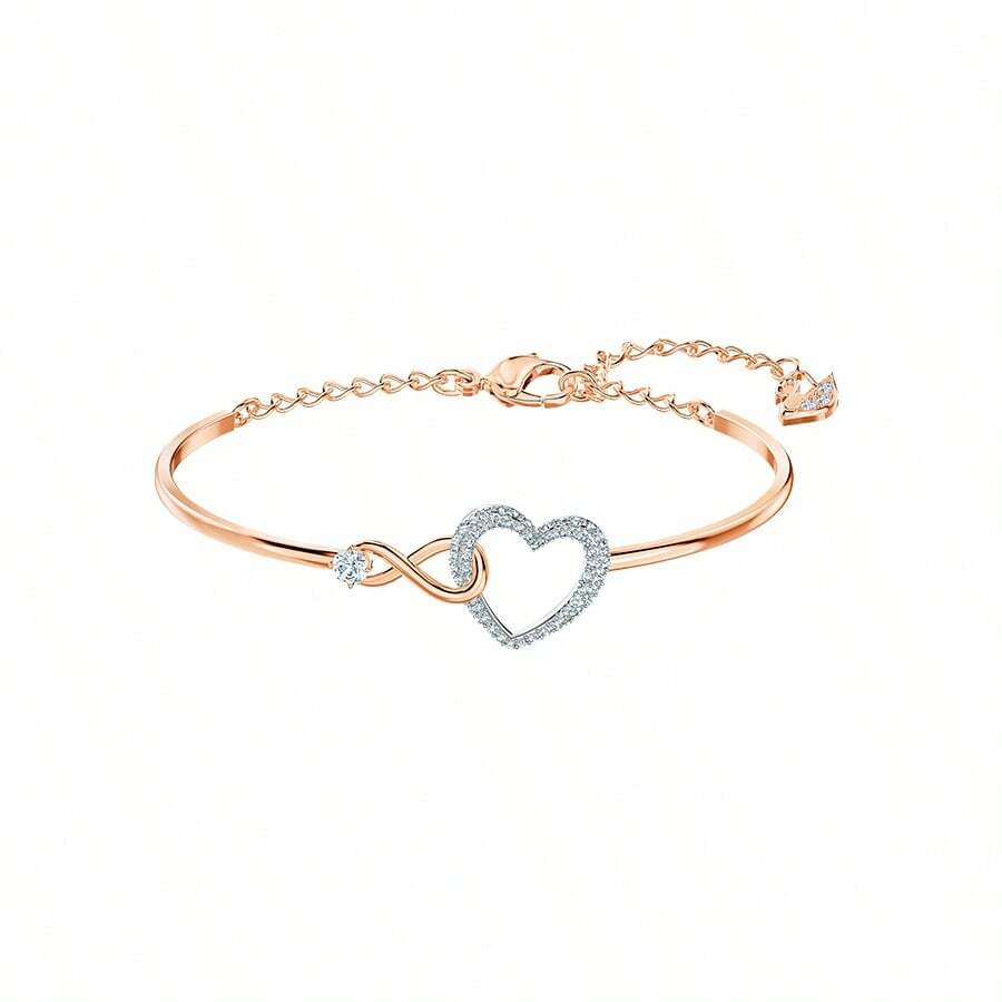 SWAROVSKI DEXTERA Beating Heart Pavé Bracelet/Gracelet - Birthday Gift For Women, Mother, Girlfriend, Lover, Christmas Gift, New Year Gift, Birthday Gift, Back-To-School Gift, Wedding Gift - Rose Gold - View 1