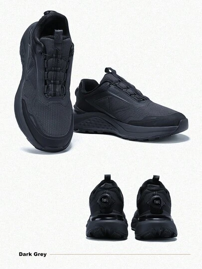 baasploa Men's Hiking Shoes For Autumn And Winter Outdoor, Anti Slip And Wear-Resistant Rubber Sole, Heel Rotating Buckle Design, Soft And Comfortable Casual Walking Shoes, Dark Gray