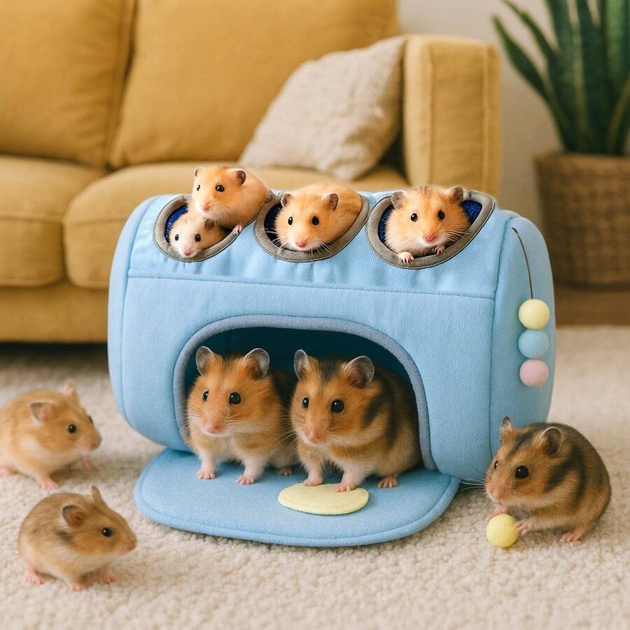 Hamster Nest With Branches, 4-Season Sleeping House With 3 Holes, Suitable For Accommodating Multiple Guinea Pigs, Small Pet Supplies