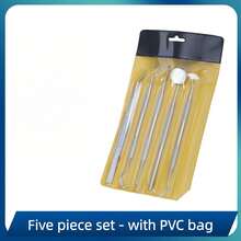 "3/4/5/6-Piece Silver Dental Care Tool Set - Sleek Stainless Steel Design With Precision Curved Tips & Mouth Mirror, Professional Oral Hygiene Kit For Home Use, Dental Cleanings & Daily Oral Care Routines"