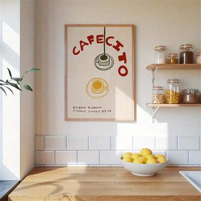 1pc Optional Frame Cuban Coffee Culture Wall Art Poster - Print Hand-Drawn Retro Kitchen Decor, Cuban Espresso Guide With Phrases, Canvas Print For Cuban Housewarming Gift & Cafe Signage