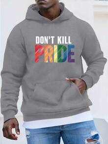 Sudadera con capucha para hombre de talla grande LGBTQ+ - Diseño "No mates mis banderas del arcoíris", negra con letras blancas y rayas multicolor, holgada y casual, lavable a máquina, ropa de derechos LGBTQ+, adecuada para eventos y uso diario (tela no elástica, mangas largas, corte holgado, diseño llamativo de la bandera del arcoíris, comodidad de talla grande, LGBTQ+) - Sudadera con mensaje inclusivo, talla grande - Negro - Ver 9