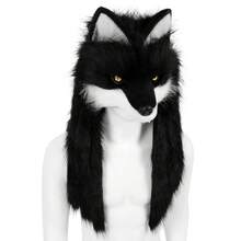 Máscara de cabeza de lobo o zorro de piel sintética, accesorio de disfraz de peluche para cosplay y fiestas - Multicolor - Ver 12