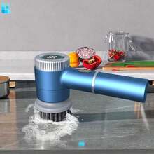 DONGKER Electric Spin Scrubber,3 Speeds Adjustment Handheld Electric Scrubber With 5 Replaceable Brush Heads For Floor Tub Tile Kitchen Car - 白色 - 查看 6